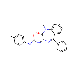 Cc1ccc(NC(=O)N[C@H]2N=C(c3ccccc3)c3ccccc3N(C)C2=O)cc1 ZINC000013732877