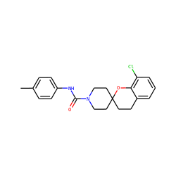 Cc1ccc(NC(=O)N2CCC3(CCc4cccc(Cl)c4O3)CC2)cc1 ZINC000096286126