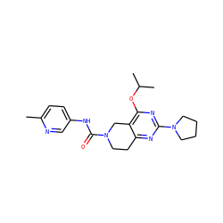 Cc1ccc(NC(=O)N2CCc3nc(N4CCCC4)nc(OC(C)C)c3C2)cn1 ZINC000096168386