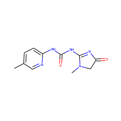 Cc1ccc(NC(=O)NC2=NC(=O)CN2C)nc1 ZINC000049778378