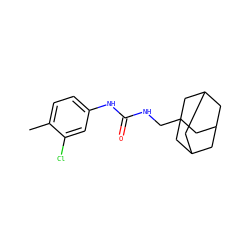 Cc1ccc(NC(=O)NCC23CC4CC(CC(C4)C2)C3)cc1Cl ZINC000072114962