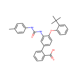 Cc1ccc(NC(=O)Nc2cc(-c3ccccc3C(=O)O)ccc2Oc2ccccc2C(C)(C)C)cc1 ZINC000220975806