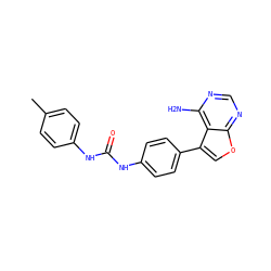 Cc1ccc(NC(=O)Nc2ccc(-c3coc4ncnc(N)c34)cc2)cc1 ZINC000063298214