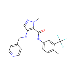 Cc1ccc(NC(=O)c2c(NCc3ccncc3)cnn2C)cc1C(F)(F)F ZINC000028890028