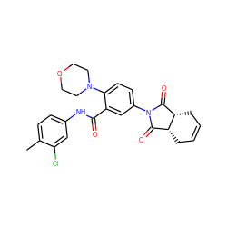 Cc1ccc(NC(=O)c2cc(N3C(=O)[C@H]4CC=CC[C@H]4C3=O)ccc2N2CCOCC2)cc1Cl ZINC000013154024