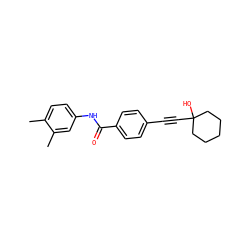 Cc1ccc(NC(=O)c2ccc(C#CC3(O)CCCCC3)cc2)cc1C ZINC000000444784