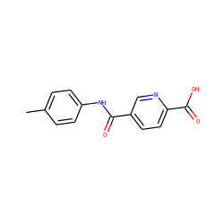 Cc1ccc(NC(=O)c2ccc(C(=O)O)nc2)cc1 ZINC000013451005