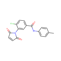 Cc1ccc(NC(=O)c2ccc(Cl)c(N3C(=O)C=CC3=O)c2)cc1 ZINC000000457881