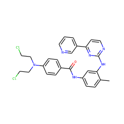 Cc1ccc(NC(=O)c2ccc(N(CCCl)CCCl)cc2)cc1Nc1nccc(-c2cccnc2)n1 ZINC000014209578