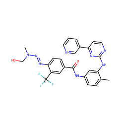 Cc1ccc(NC(=O)c2ccc(N=NN(C)CO)c(C(F)(F)F)c2)cc1Nc1nccc(-c2cccnc2)n1 ZINC000253655890