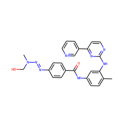 Cc1ccc(NC(=O)c2ccc(N=NN(C)CO)cc2)cc1Nc1nccc(-c2cccnc2)n1 ZINC000253654724