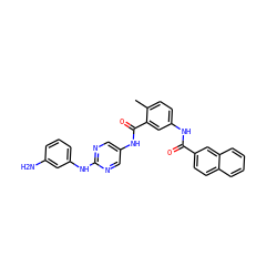Cc1ccc(NC(=O)c2ccc3ccccc3c2)cc1C(=O)Nc1cnc(Nc2cccc(N)c2)nc1 ZINC000169353161