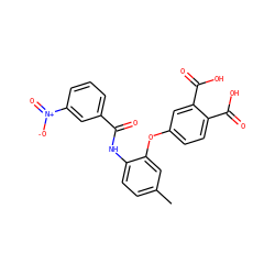 Cc1ccc(NC(=O)c2cccc([N+](=O)[O-])c2)c(Oc2ccc(C(=O)O)c(C(=O)O)c2)c1 ZINC000013580658
