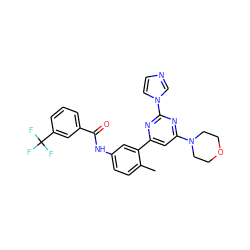 Cc1ccc(NC(=O)c2cccc(C(F)(F)F)c2)cc1-c1cc(N2CCOCC2)nc(-n2ccnc2)n1 ZINC000220500721