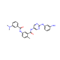 Cc1ccc(NC(=O)c2cccc(N(C)C)c2)cc1C(=O)Nc1cnc(Nc2cccc(N)c2)nc1 ZINC000169353155