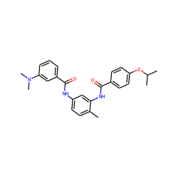 Cc1ccc(NC(=O)c2cccc(N(C)C)c2)cc1NC(=O)c1ccc(OC(C)C)cc1 ZINC000028379791