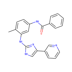 Cc1ccc(NC(=O)c2ccccc2)cc1Nc1nc(-c2cccnc2)c[nH]1 ZINC000040393329