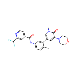 Cc1ccc(NC(=O)c2ccnc(C(F)F)c2)cc1-c1cc(N2CCOCC2)c(=O)n(C)c1 ZINC000225995854