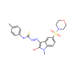 Cc1ccc(NC(=S)N=Nc2c(O)n(C)c3ccc(S(=O)(=O)N4CCOCC4)cc23)cc1 ZINC000299813185