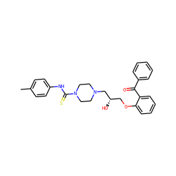Cc1ccc(NC(=S)N2CCN(C[C@@H](O)COc3ccccc3C(=O)c3ccccc3)CC2)cc1 ZINC000084690210
