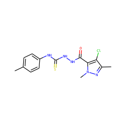Cc1ccc(NC(=S)NNC(=O)c2c(Cl)c(C)nn2C)cc1 ZINC000008685014