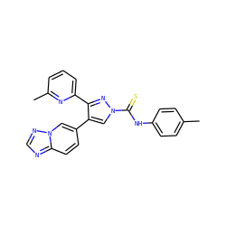 Cc1ccc(NC(=S)n2cc(-c3ccc4ncnn4c3)c(-c3cccc(C)n3)n2)cc1 ZINC000072127904