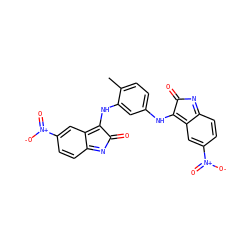 Cc1ccc(NC2=c3cc([N+](=O)[O-])ccc3=NC2=O)cc1NC1=c2cc([N+](=O)[O-])ccc2=NC1=O ZINC000653909264
