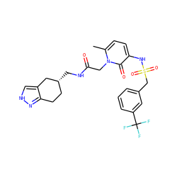 Cc1ccc(NS(=O)(=O)Cc2cccc(C(F)(F)F)c2)c(=O)n1CC(=O)NC[C@@H]1CCc2n[nH]cc2C1 ZINC000026965824