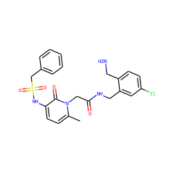 Cc1ccc(NS(=O)(=O)Cc2ccccc2)c(=O)n1CC(=O)NCc1cc(Cl)ccc1CN ZINC000013553588