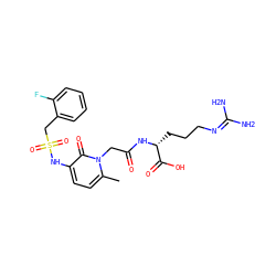 Cc1ccc(NS(=O)(=O)Cc2ccccc2F)c(=O)n1CC(=O)N[C@H](CCCN=C(N)N)C(=O)O ZINC000028225965