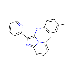 Cc1ccc(Nc2c(-c3ccccn3)nc3cccc(C)n23)cc1 ZINC000003909750