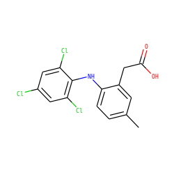 Cc1ccc(Nc2c(Cl)cc(Cl)cc2Cl)c(CC(=O)O)c1 ZINC000029060110