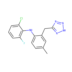 Cc1ccc(Nc2c(F)cccc2Cl)c(Cc2nn[nH]n2)c1 ZINC000203723431