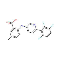 Cc1ccc(Nc2ccc(-c3c(F)ccc(F)c3F)nc2)c(C(=O)O)c1 ZINC000059024461