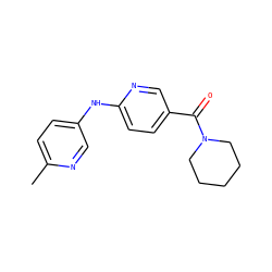 Cc1ccc(Nc2ccc(C(=O)N3CCCCC3)cn2)cn1 ZINC000045353044