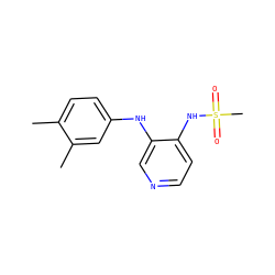 Cc1ccc(Nc2cnccc2NS(C)(=O)=O)cc1C ZINC000103266648