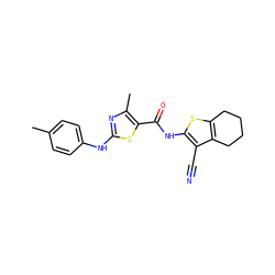 Cc1ccc(Nc2nc(C)c(C(=O)Nc3sc4c(c3C#N)CCCC4)s2)cc1 ZINC000299868180