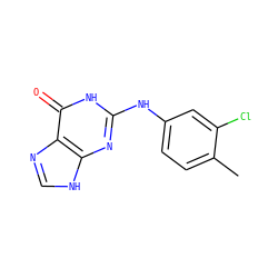 Cc1ccc(Nc2nc3[nH]cnc3c(=O)[nH]2)cc1Cl ZINC000013726301