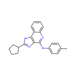 Cc1ccc(Nc2nc3ccccc3c3[nH]c(C4CCCC4)nc23)cc1 ZINC000013704504