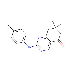 Cc1ccc(Nc2ncc3c(n2)CC(C)(C)CC3=O)cc1 ZINC000018189867