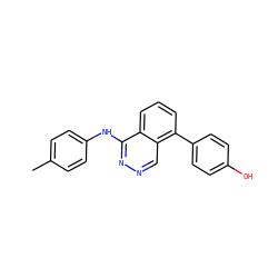 Cc1ccc(Nc2nncc3c(-c4ccc(O)cc4)cccc23)cc1 ZINC000073239801
