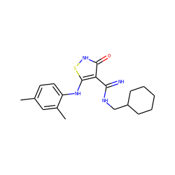 Cc1ccc(Nc2s[nH]c(=O)c2C(=N)NCC2CCCCC2)c(C)c1 ZINC000101046686
