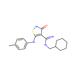 Cc1ccc(Nc2s[nH]c(=O)c2C(=N)NCC2CCCCC2)cc1 ZINC000101055562