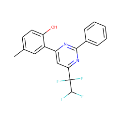 Cc1ccc(O)c(-c2cc(C(F)(F)C(F)F)nc(-c3ccccc3)n2)c1 ZINC000013123255