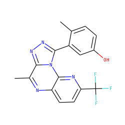 Cc1ccc(O)cc1-c1nnc2c(C)nc3ccc(C(F)(F)F)nc3n12 ZINC000145754796