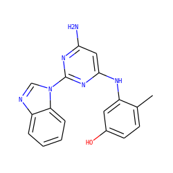 Cc1ccc(O)cc1Nc1cc(N)nc(-n2cnc3ccccc32)n1 ZINC000036187672