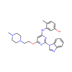 Cc1ccc(O)cc1Nc1cc(OCCN2CCN(C)CC2)nc(-n2cnc3ccccc32)n1 ZINC000036187677