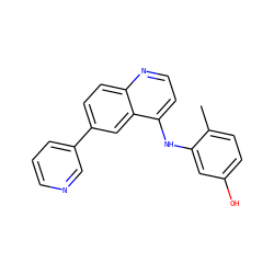Cc1ccc(O)cc1Nc1ccnc2ccc(-c3cccnc3)cc12 ZINC000028823955