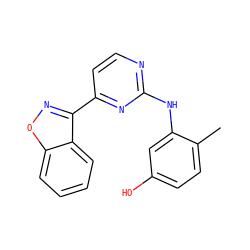 Cc1ccc(O)cc1Nc1nccc(-c2noc3ccccc23)n1 ZINC000036187685