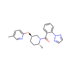 Cc1ccc(O[C@@H]2CC[C@@H](C)N(C(=O)c3ccccc3-n3nccn3)C2)nc1 ZINC000299852810